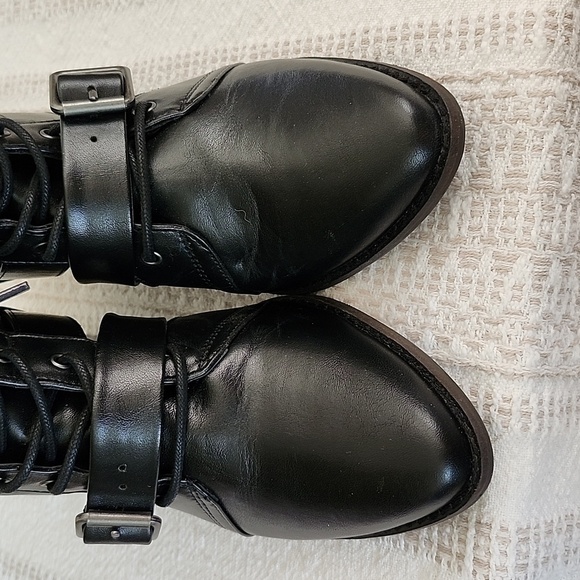 Coconuts by Matisse Getty Faux Leather Black Lace Up Strap Ankle Booties, 8M - Picture 3 of 12